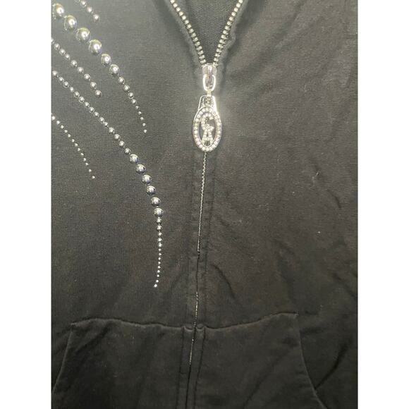 Christine Alexander Black Rhinestone Zip Up Jacket - Picture 4 of 4
